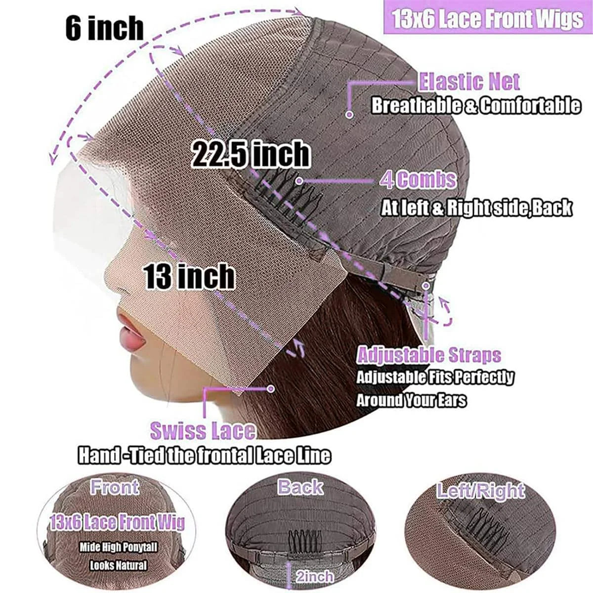 Brown body wave lace front wig, Vietnamese human hair, transparent glueless lace, for daily wear