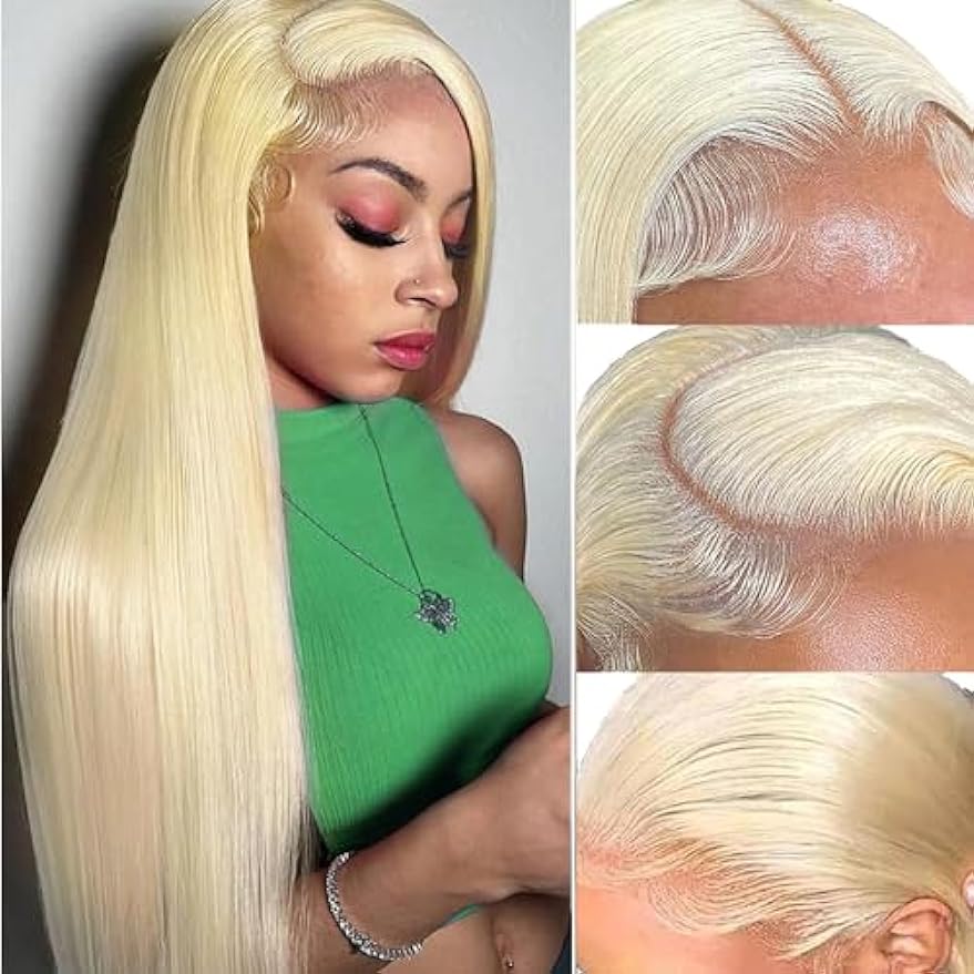 613 Blonde Human Hair Wig 4x4 Lace Closure Straight Pre Cut Lace 150% Density Blonde Human Hair Wigs for Women Wholesale