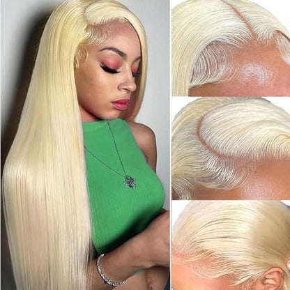 613 Blonde Human Hair Wig 4x4 Lace Closure Straight Pre Cut Lace 150% Density Blonde Human Hair Wigs for Women Wholesale