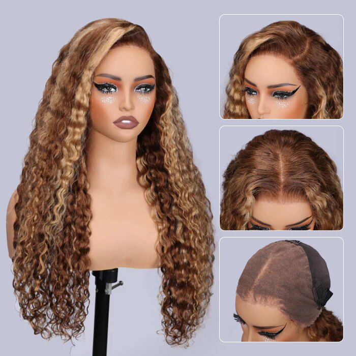 13x6 Lace Front Human Hair Wig Water Wave 150% Density Free Parting Transparent Lace Natural Looking Wigs for Women Wholesale