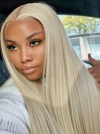 613 Blonde Human Hair Wig 4x4 Lace Closure Straight Pre Cut Lace 150% Density Blonde Human Hair Wigs for Women Wholesale