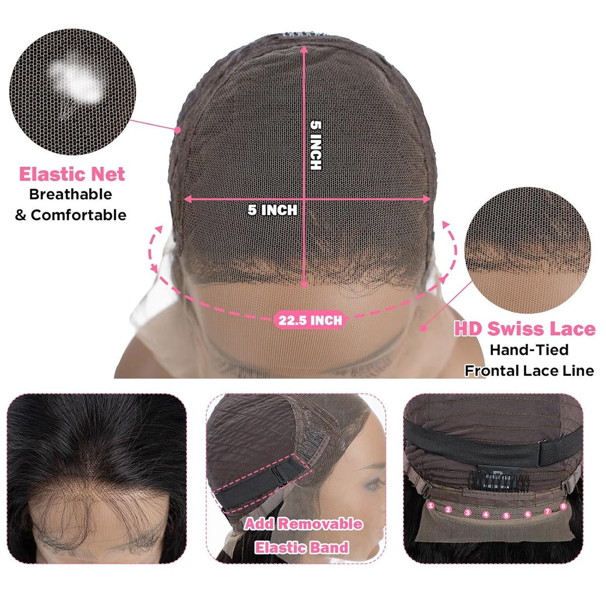 5x5 Lace Closure Body Wave Human Hair Wig 150% Density Natural Black Pre Plucked Natural Hairline Wigs for Women Wholesale