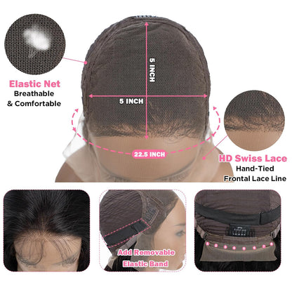 5x5 Lace Closure Body Wave Human Hair Wig 150% Density Natural Black Pre Plucked Natural Hairline Wigs for Women Wholesale