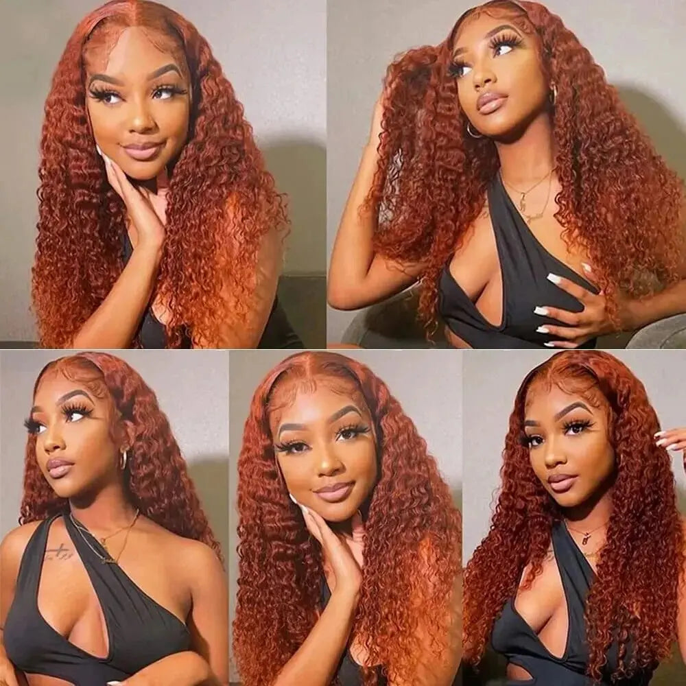 Aurasilva ginger water wave wig, long Vietnamese hair with glueless transparent lace - daily wear and evening styling
