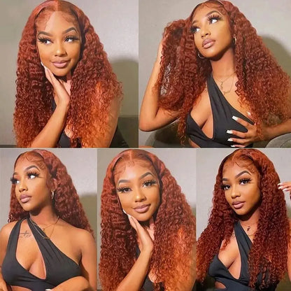 Aurasilva ginger water wave wig, long Vietnamese hair with glueless transparent lace - daily wear and evening styling