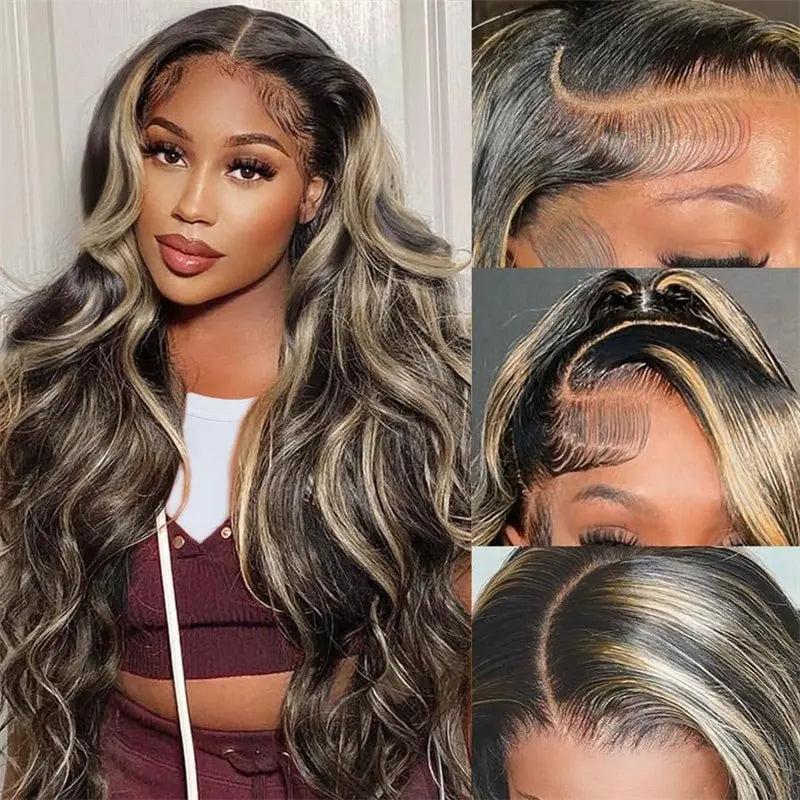Aurasilva loose body wave wig in P1B/27, transparent lace front with a natural parting - daily wear and evening styling