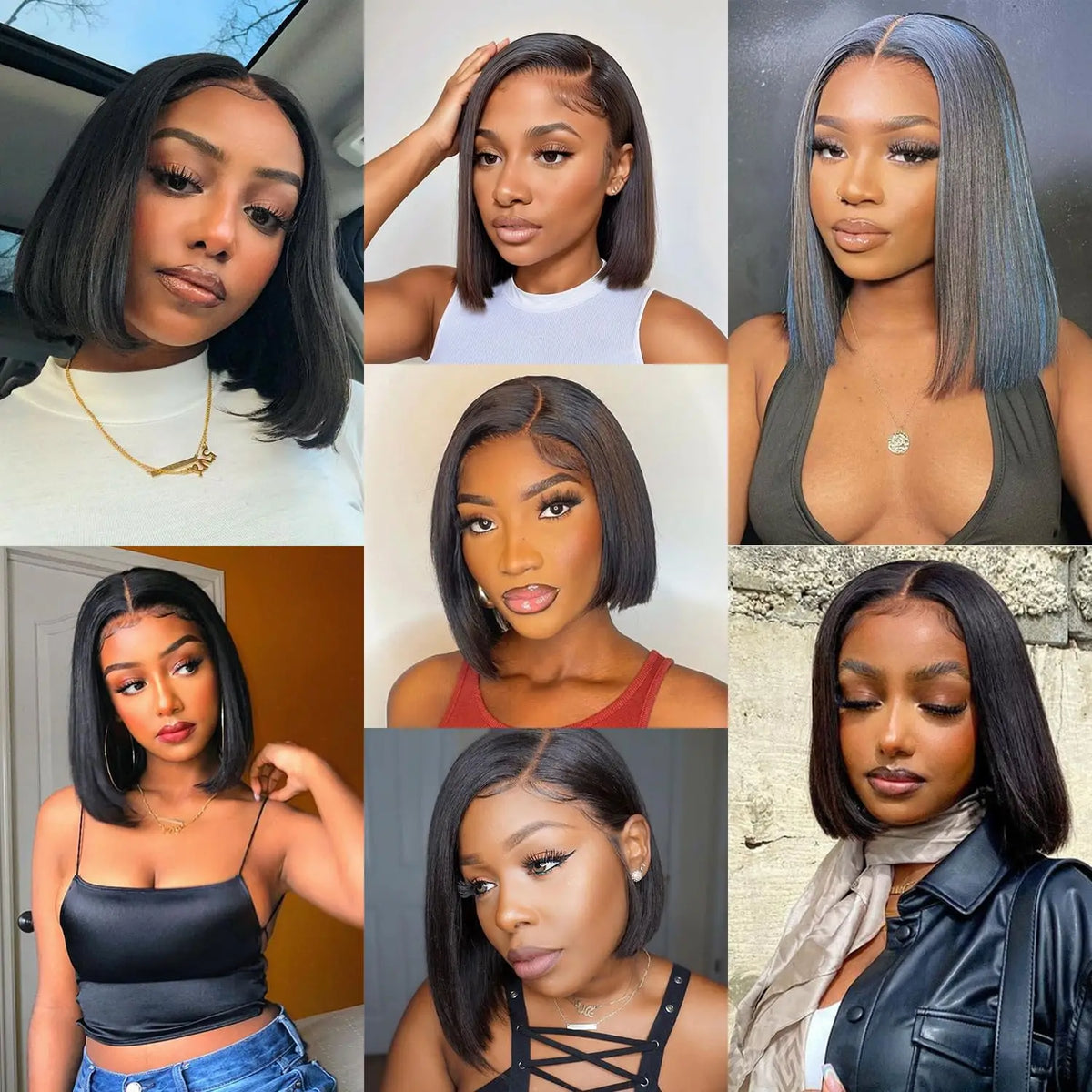16 inch straight bob lace front wig - Vietnamese human hair in natural color - daily and office styling