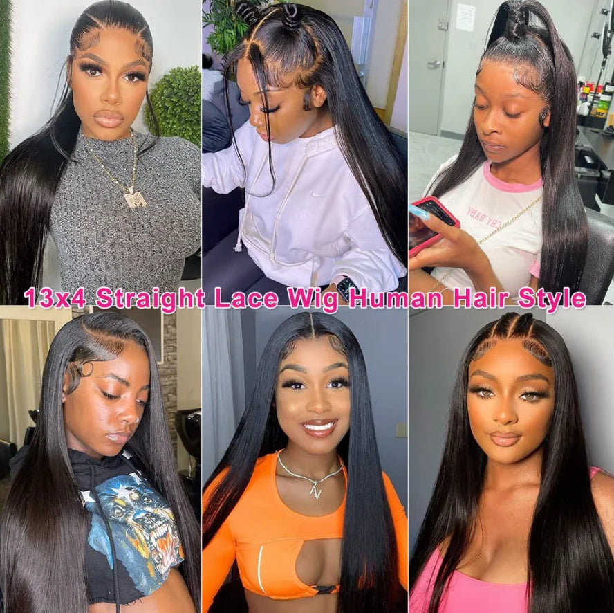 13x4 Brazilian Remy lace front wig - long straight hair with French lace - daily and office styling