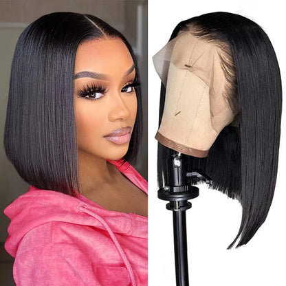 16 inch straight bob lace front wig - Vietnamese human hair in natural color - daily and office styling