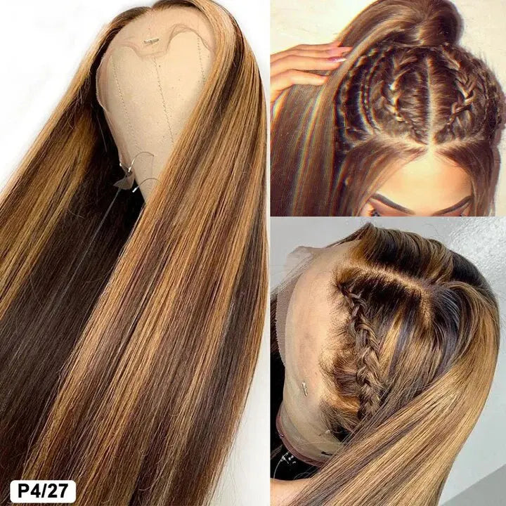 Aurasilva P4/27 18 inch lace front wig, glueless transparent Swiss lace edge - daily wear and evening styling