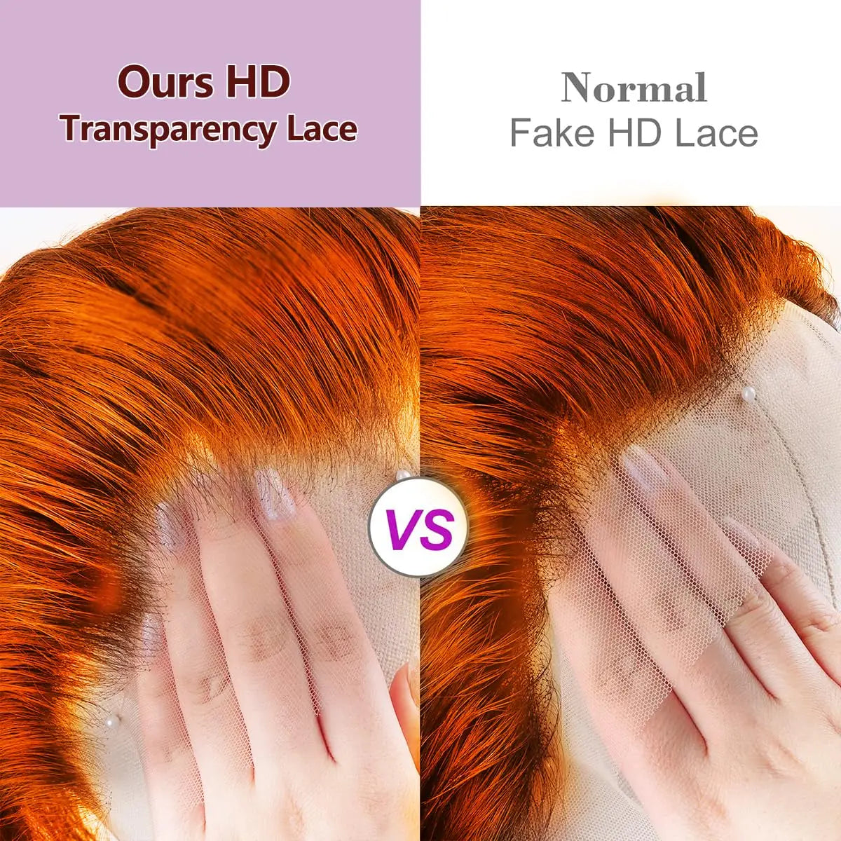 Ginger body wave lace front wig, Vietnamese human hair, glueless transparent lace, for daily wear