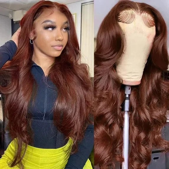13x4 brown wave lace front wig, Brazilian hair, transparent Swiss lace, for evening styling