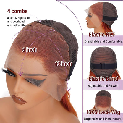 Ginger body wave lace front wig, Vietnamese human hair, glueless transparent lace, for daily wear