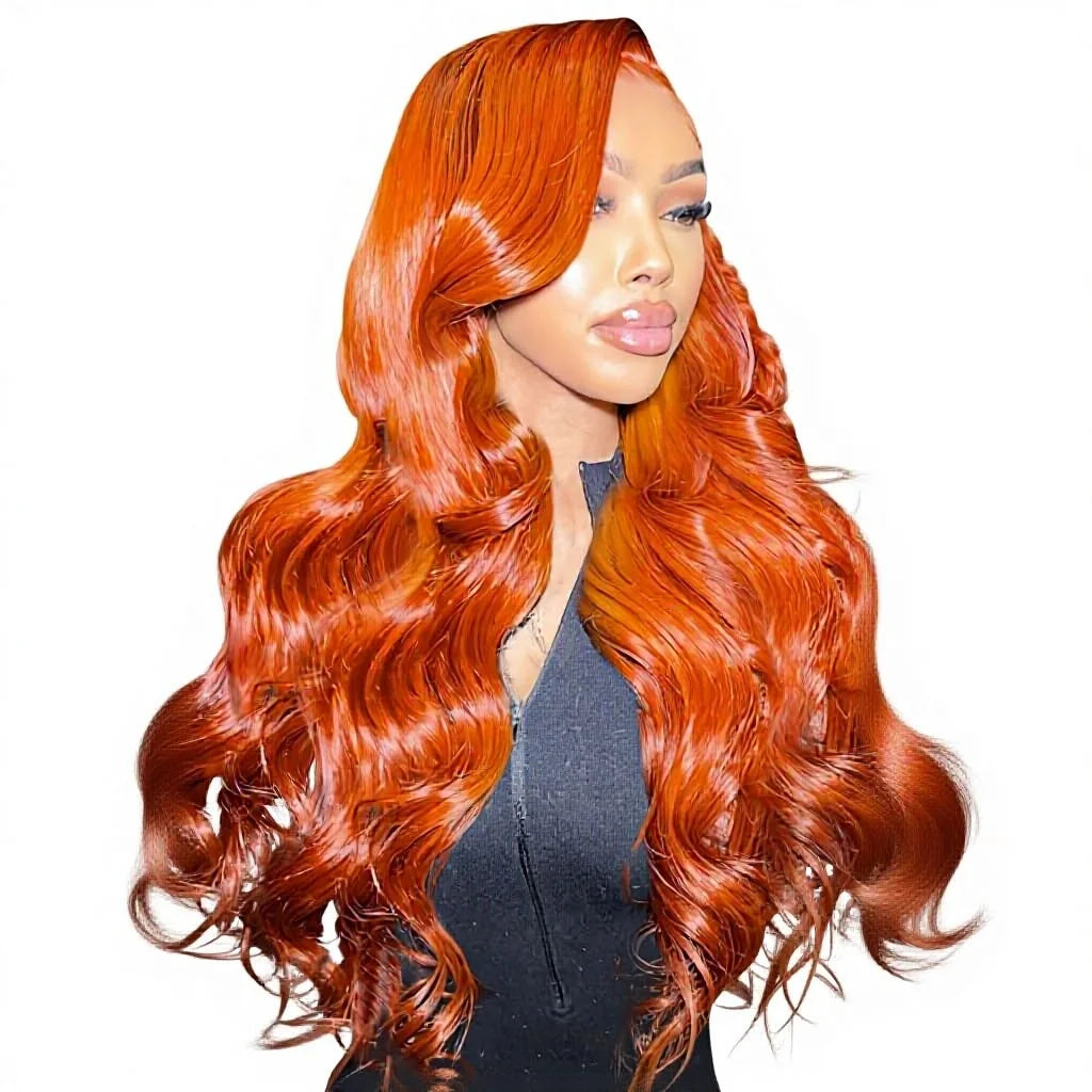 Ginger body wave lace front wig, Vietnamese human hair, glueless transparent lace, for daily wear