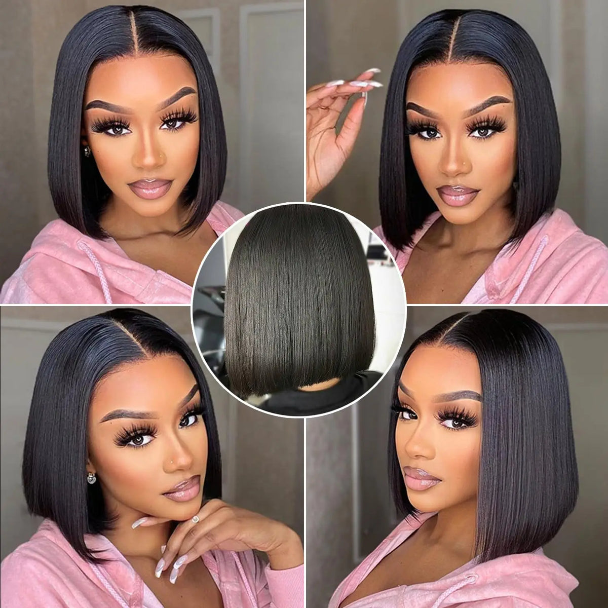 16 inch straight bob lace front wig - Vietnamese human hair in natural color - daily and office styling