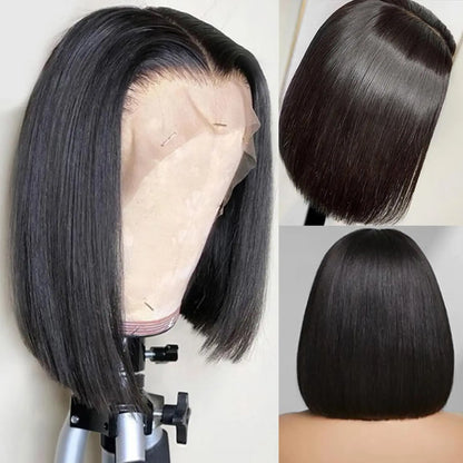 16 inch straight bob lace front wig - Vietnamese human hair in natural color - daily and office styling