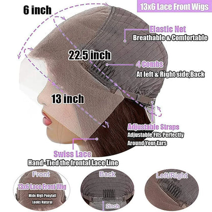 Brown body wave lace front wig, Vietnamese human hair, transparent glueless lace, for daily wear