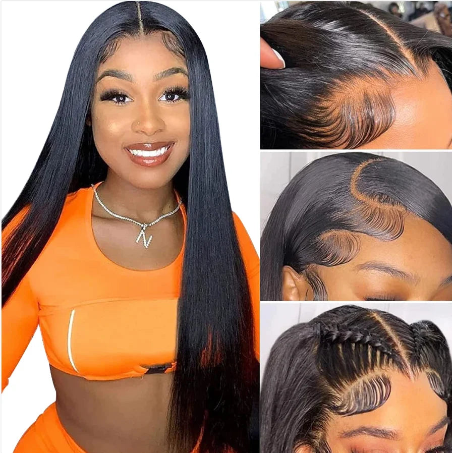 13x4 Brazilian Remy lace front wig - long straight hair with French lace - daily and office styling