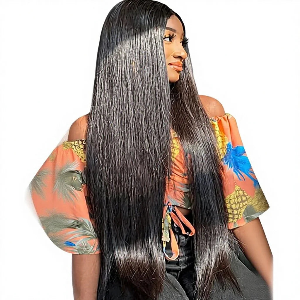 Long Vietnamese human hair lace wig - natural color with transparent Swiss lace - daily and evening styling