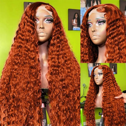 Aurasilva ginger water wave wig, long Vietnamese hair with glueless transparent lace - daily wear and evening styling