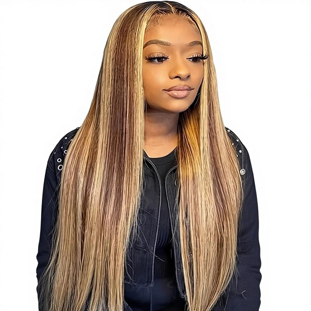 Aurasilva P4/27 18 inch lace front wig, glueless transparent Swiss lace edge - daily wear and evening styling