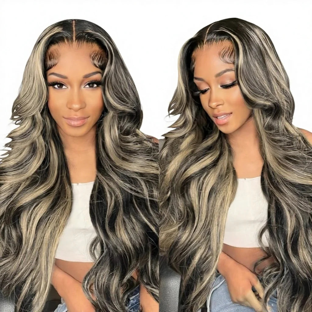 Aurasilva loose body wave wig in P1B/27, transparent lace front with a natural parting - daily wear and evening styling