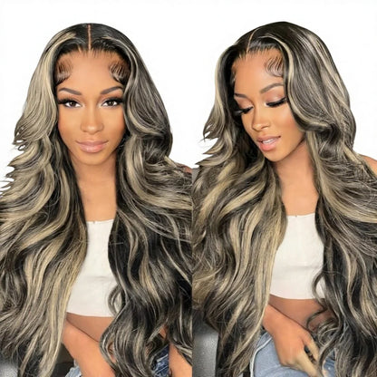 Aurasilva loose body wave wig in P1B/27, transparent lace front with a natural parting - daily wear and evening styling