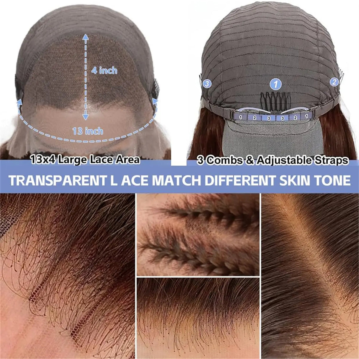 13x4 brown wave lace front wig, Brazilian hair, transparent Swiss lace, for evening styling